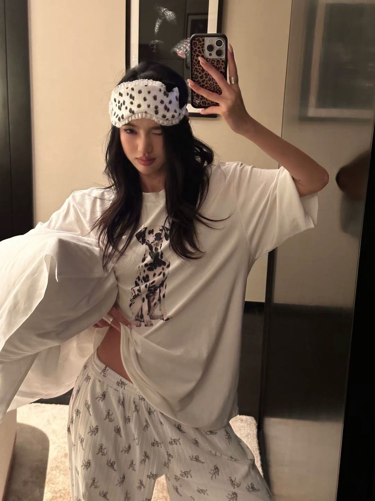 pas a pas ダルメシアンプリント レディース Tシャツ