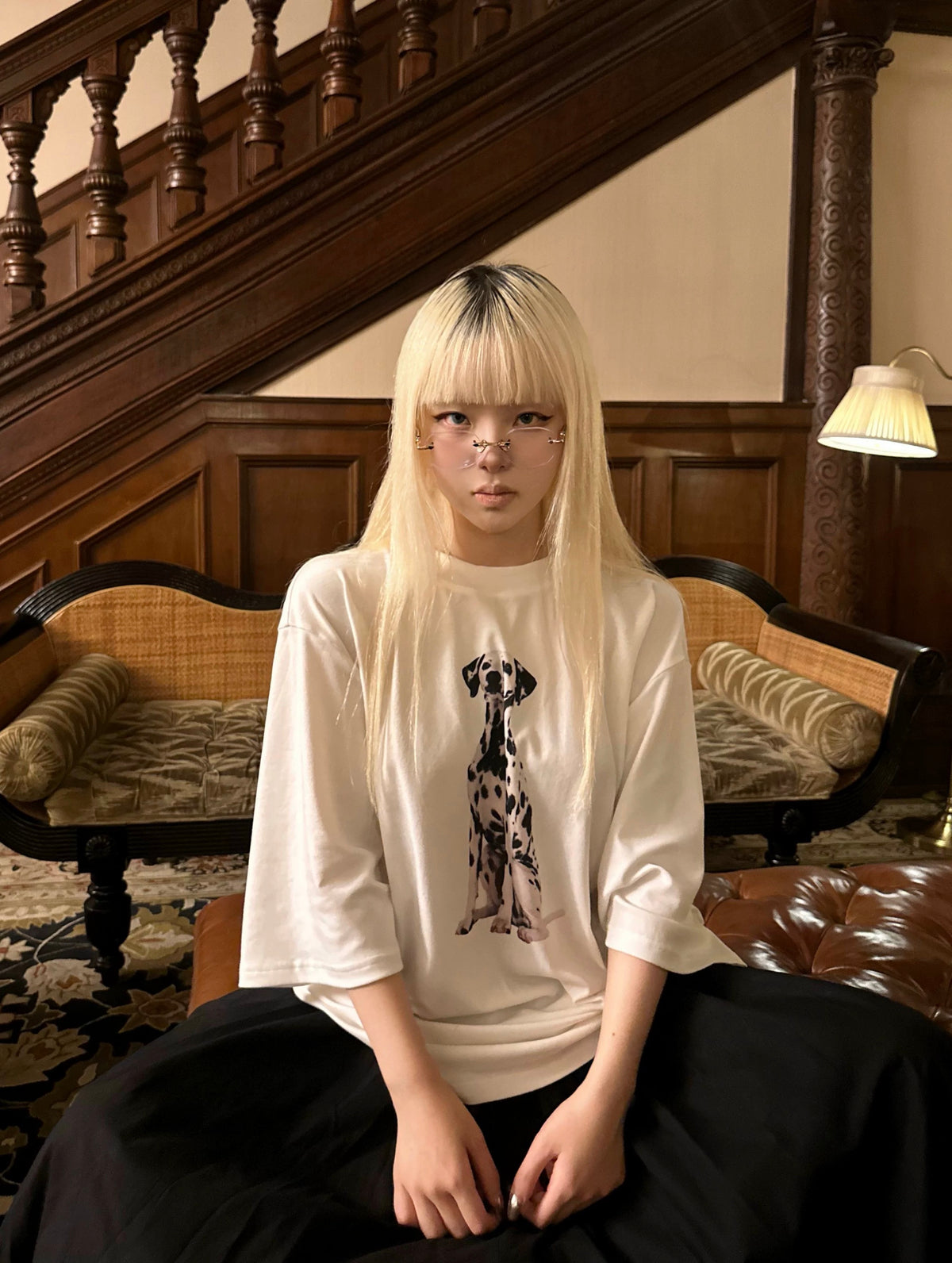 pas a pas ダルメシアンプリント レディース Tシャツ